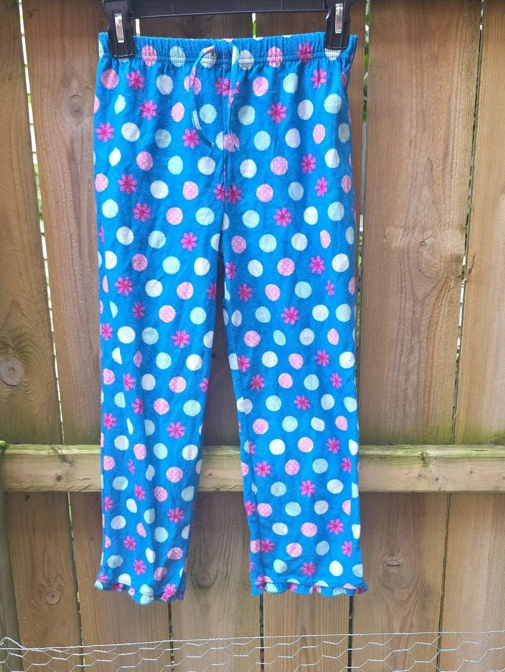Blue Polka Dot Kids Pajama Pants - Pink & White Dot Print